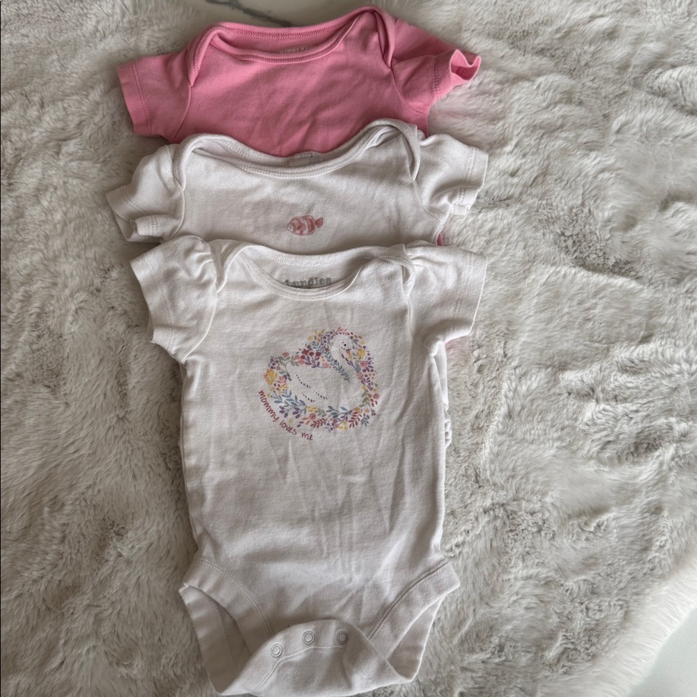 Lot of 3 Baby Girls One-Piece Bodysuits 3-6M